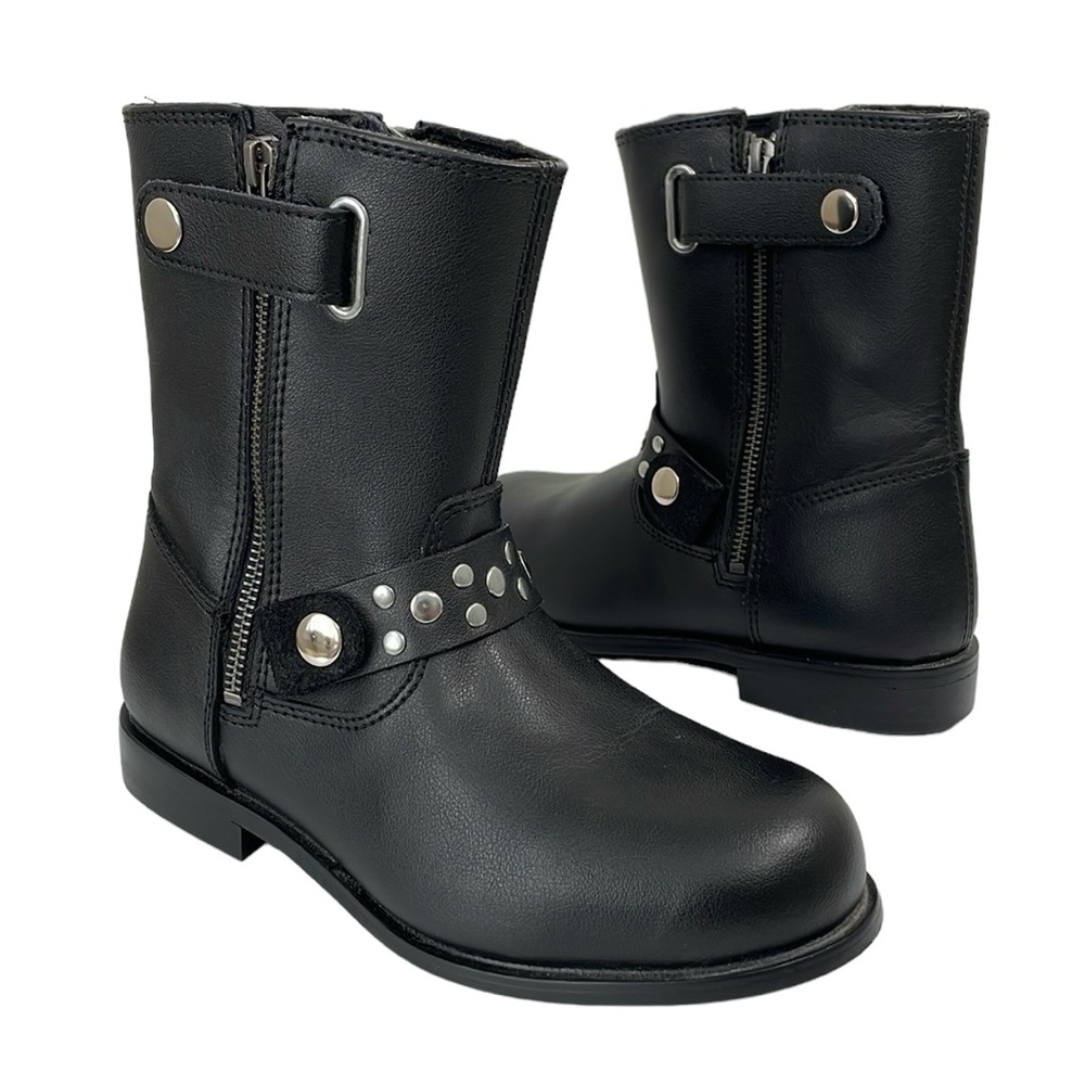 Bilt Scarlet Highway studded black leather Motorcycle‎ Boots. Women's Size 6.